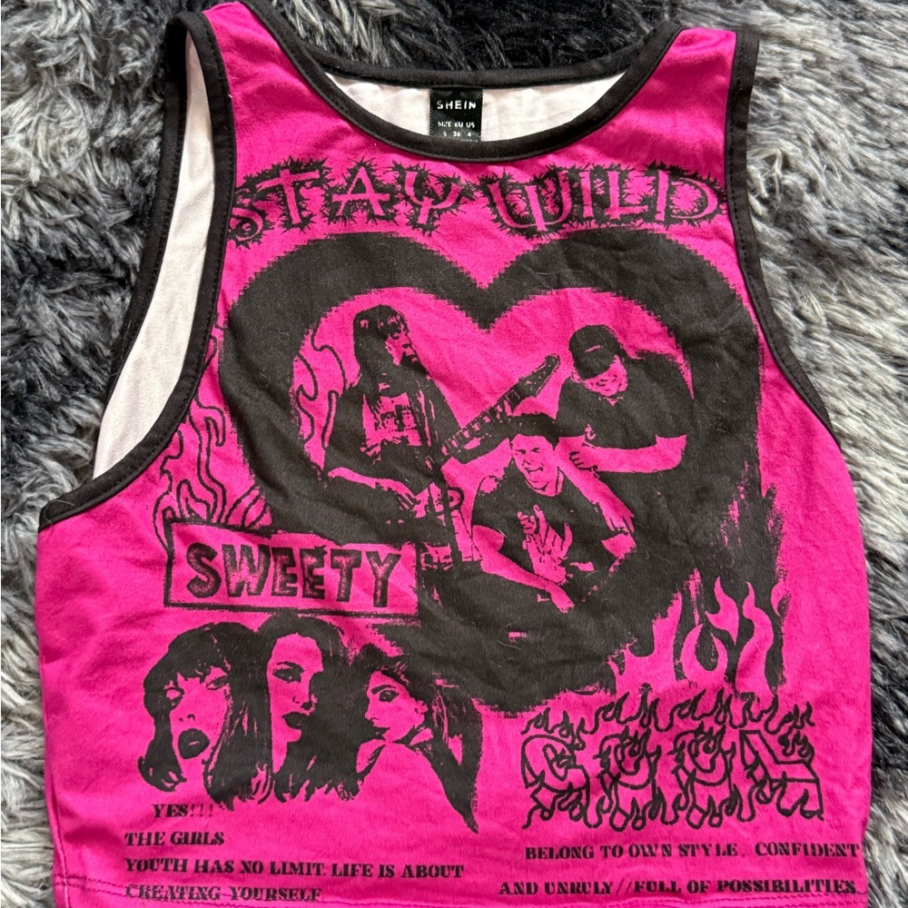 SHEIN Pink Graphic Tank Top
